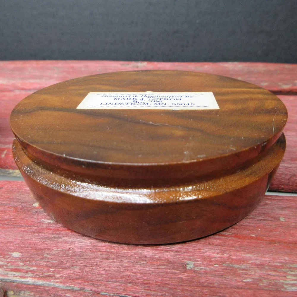 Vintage Handcrafted Wood Trinket Box Lidded Mark J Ostrom Lindstrom MN Vanity
